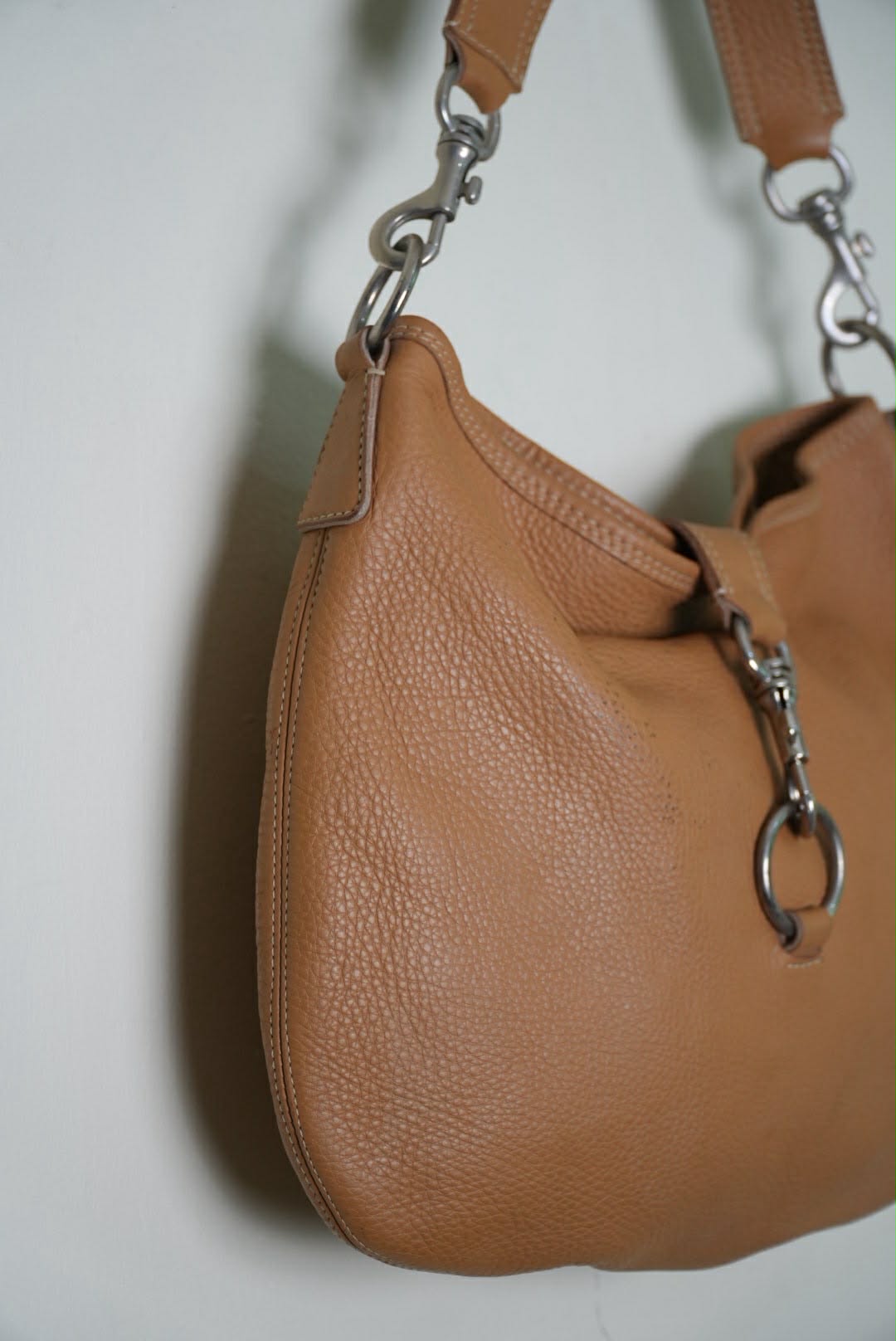 Miu Miu Prada Brown Grained Leather Hobo Shoulder Bag