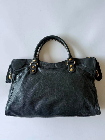 Balenciaga Dark Gray Giant 12 Gold Hardware City Bag