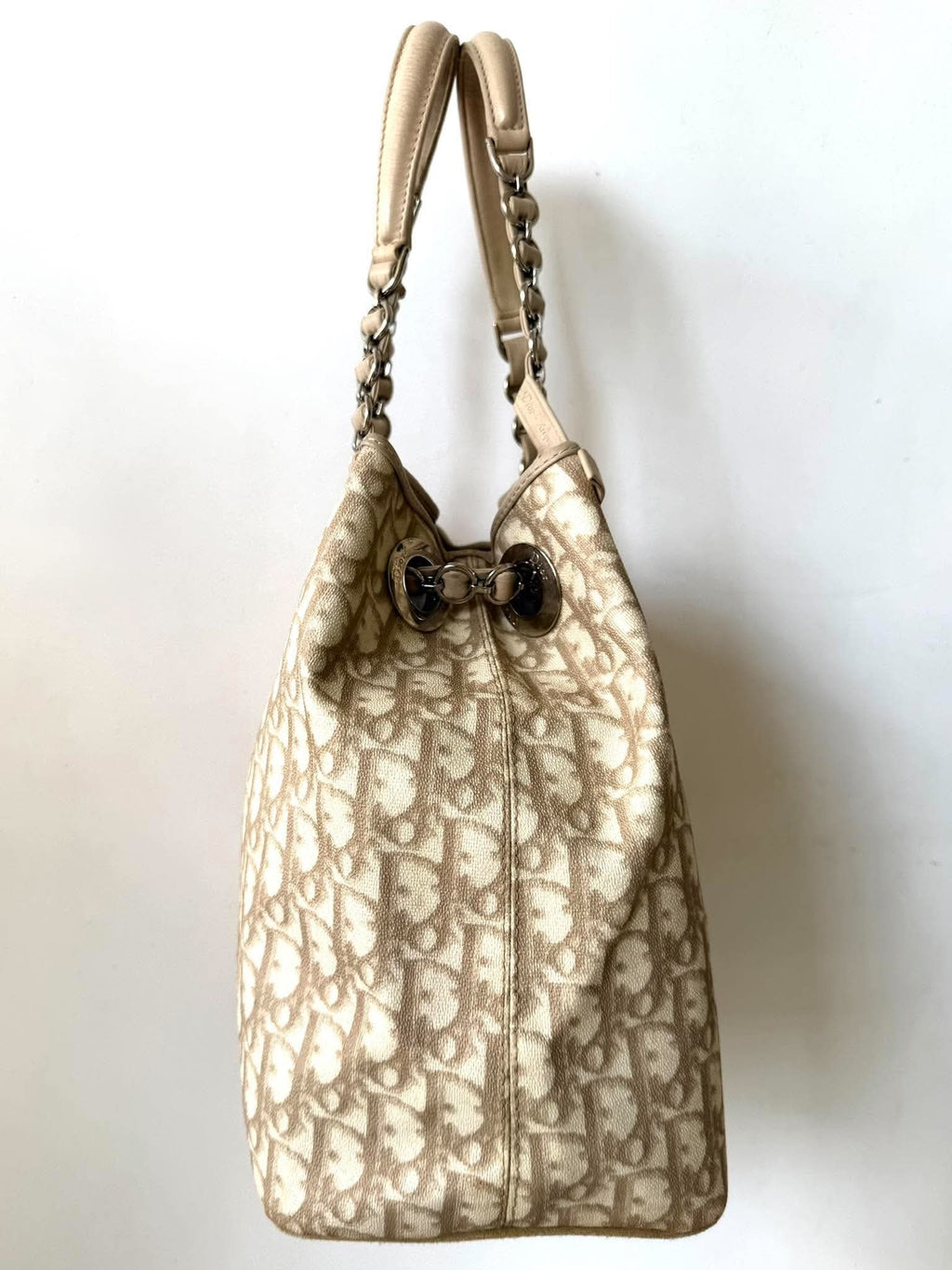 Vintage Christian Dior Trotter Canvas Romantique Chain Tote Bag
