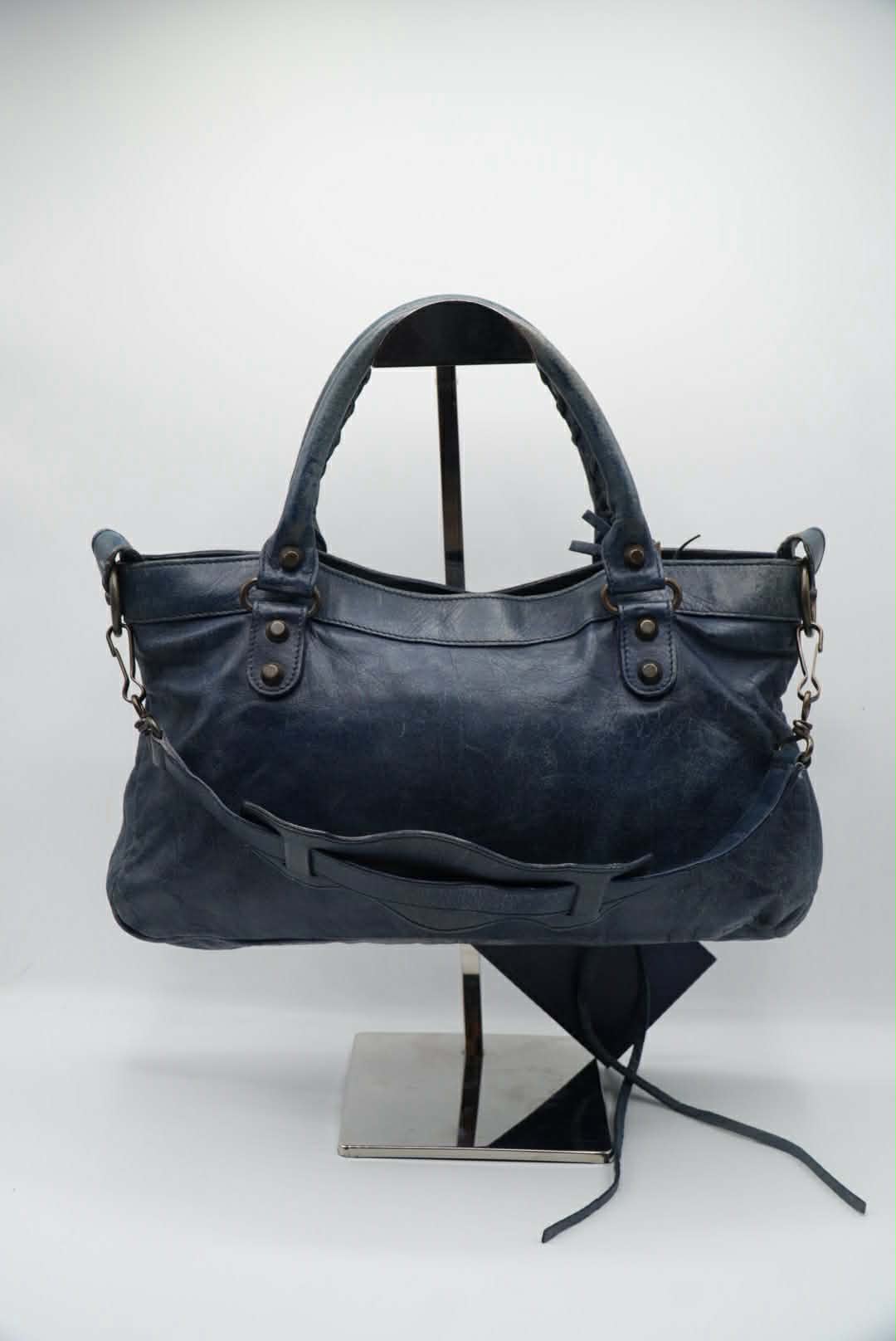 Balenciaga Dark Blue First Motorcycle Bag