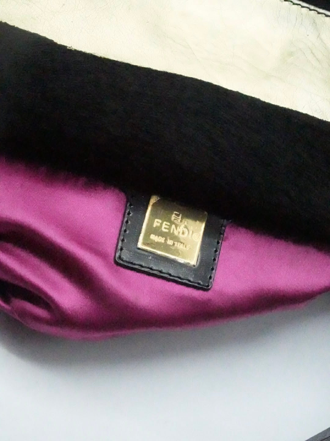 Fendi Gold & Black Pony Hair Baguette Bag