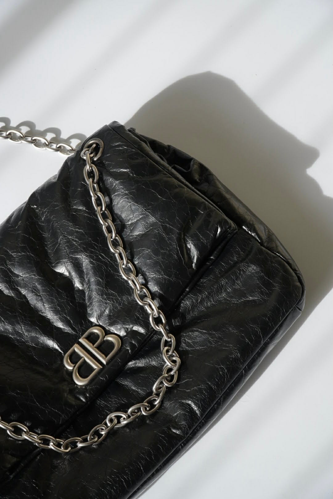 Balenciaga Creased Leather Monaco Chain-Strap Shoulder Bag