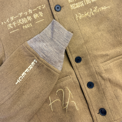 Haider Ackermann Beige Embroidered Aviator Bomber Jacket
