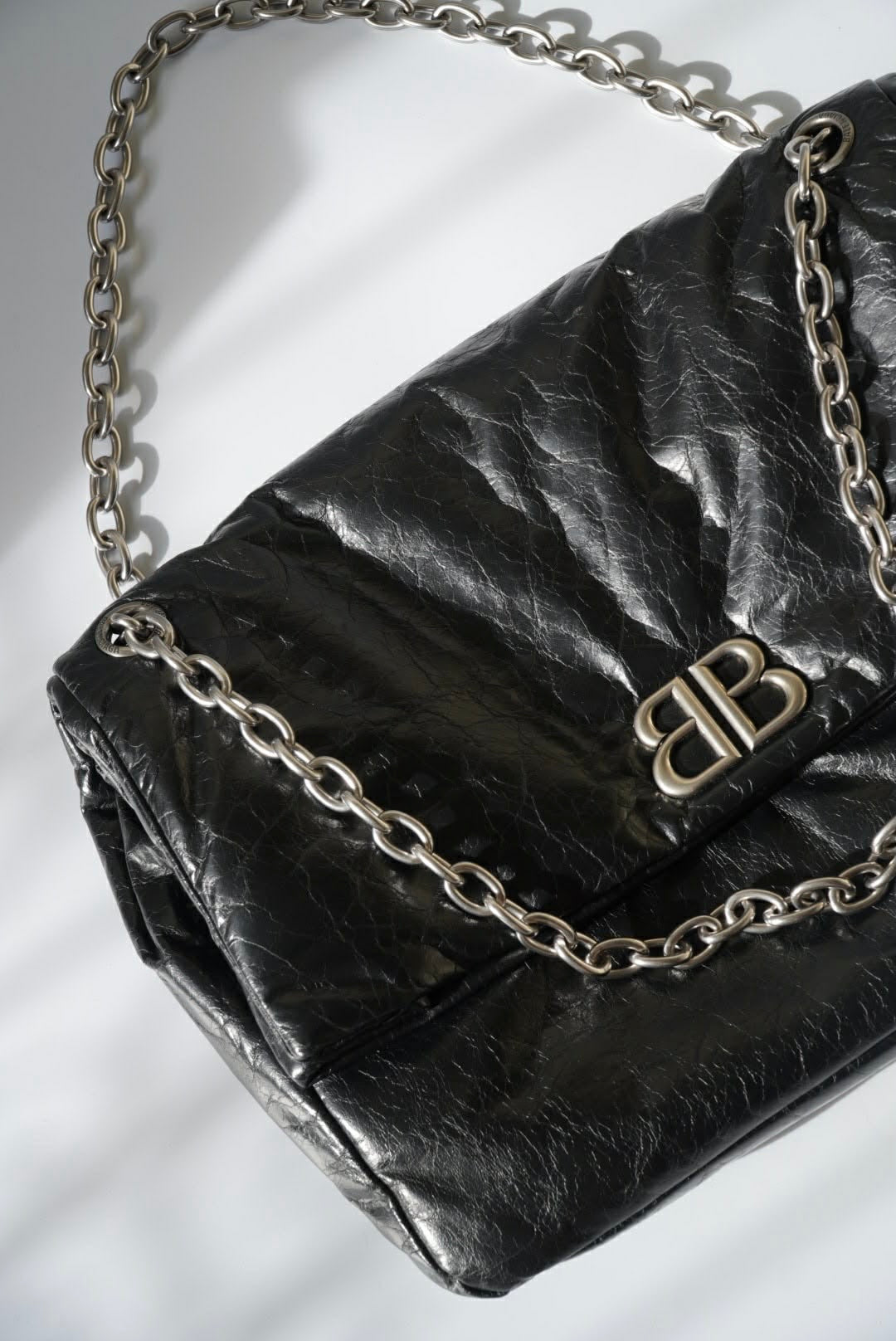 Balenciaga Creased Leather Monaco Chain-Strap Shoulder Bag