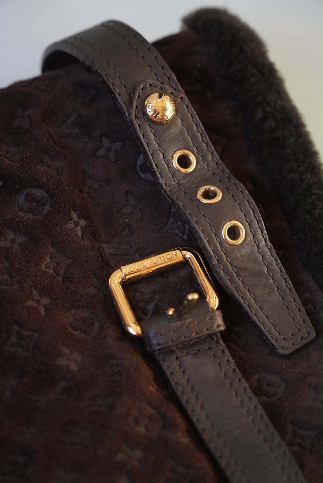 Louis Vuitton Brown Monogram Suede Moto Boots