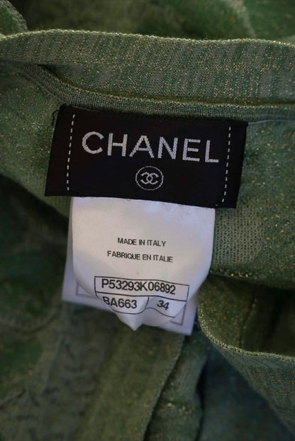 Chanel Green Lurex Knit Seoul Cruise Single Button Top