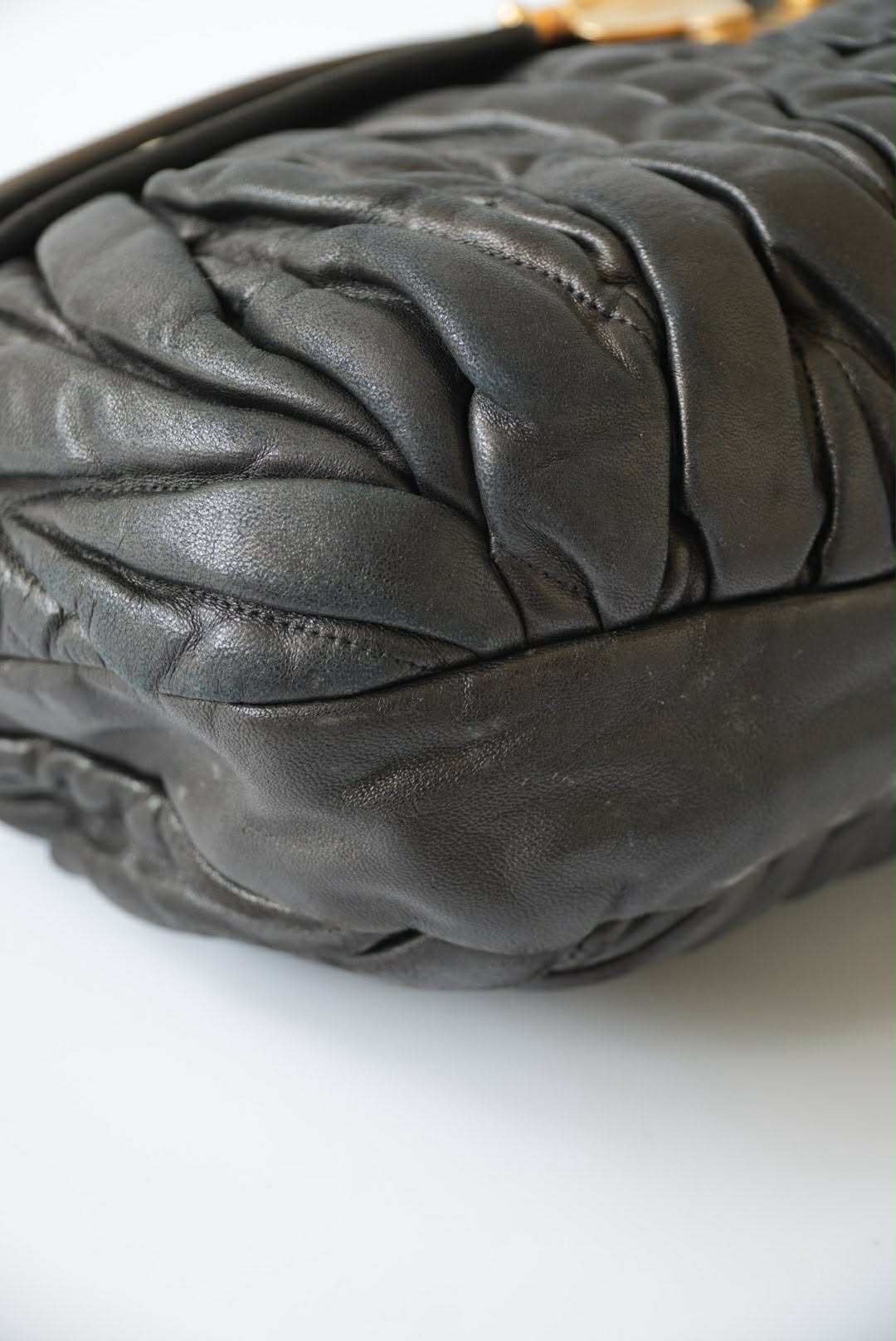 Miu Miu Black Nappa Matelasse Coffer Hobo Bag