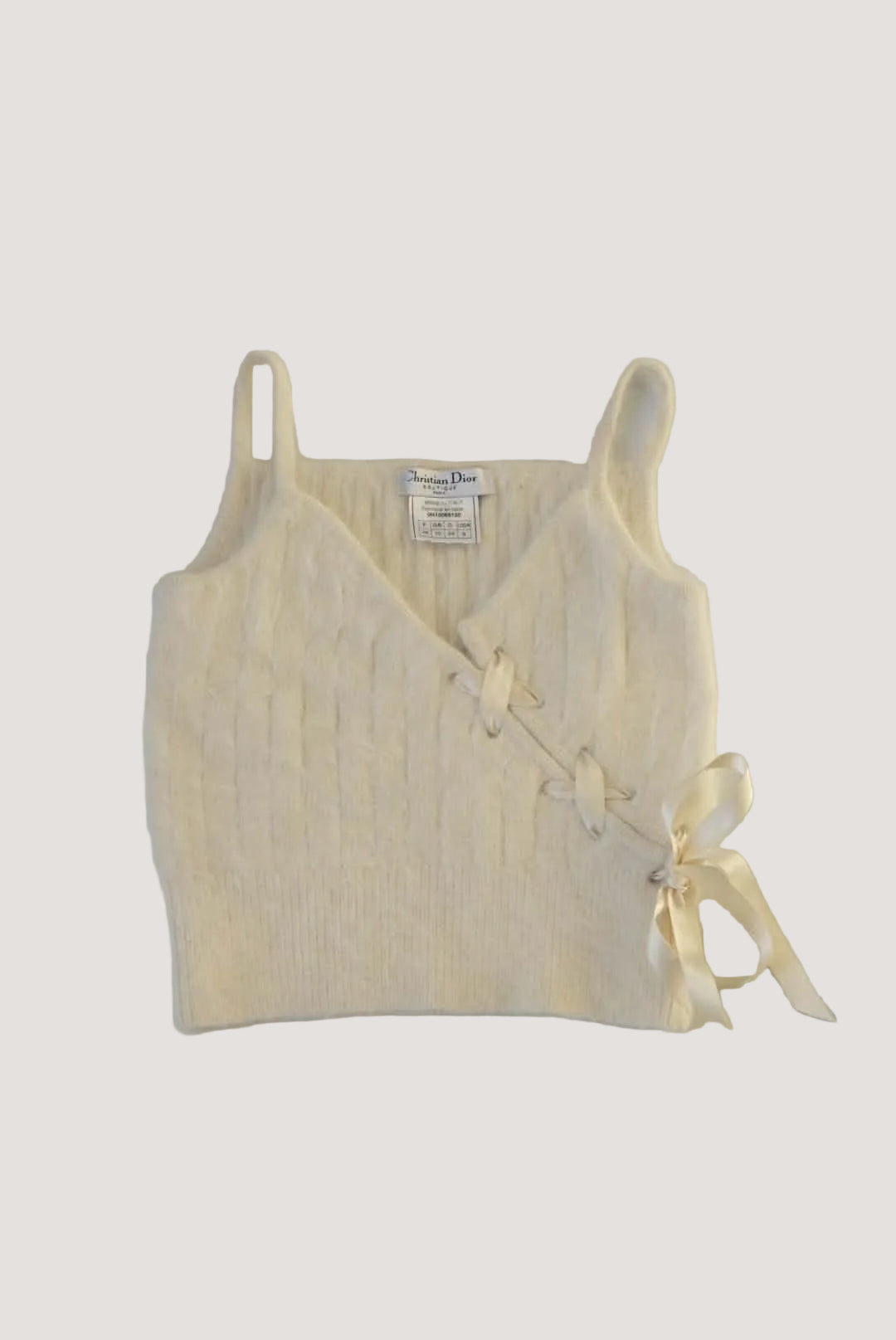 Christian Dior Boutique White Tie Cropped Tank