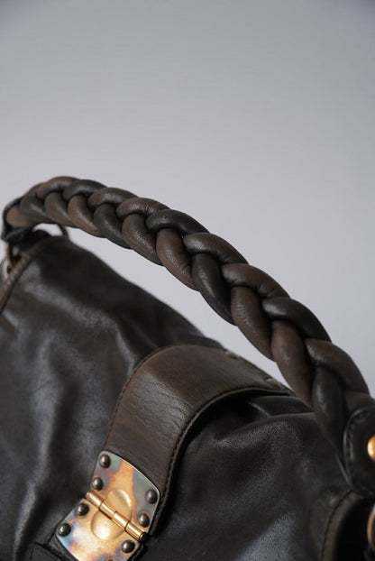 Miu Miu Black Nappa Matelasse Coffer Hobo Bag