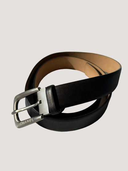Chanel Black Leather Classic Buckle Belt