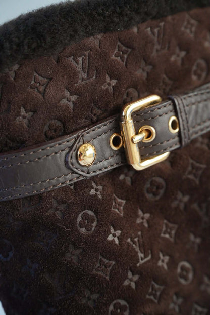 Louis Vuitton Brown Monogram Suede Moto Boots