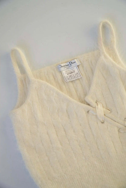 Christian Dior Boutique White Tie Cropped Tank