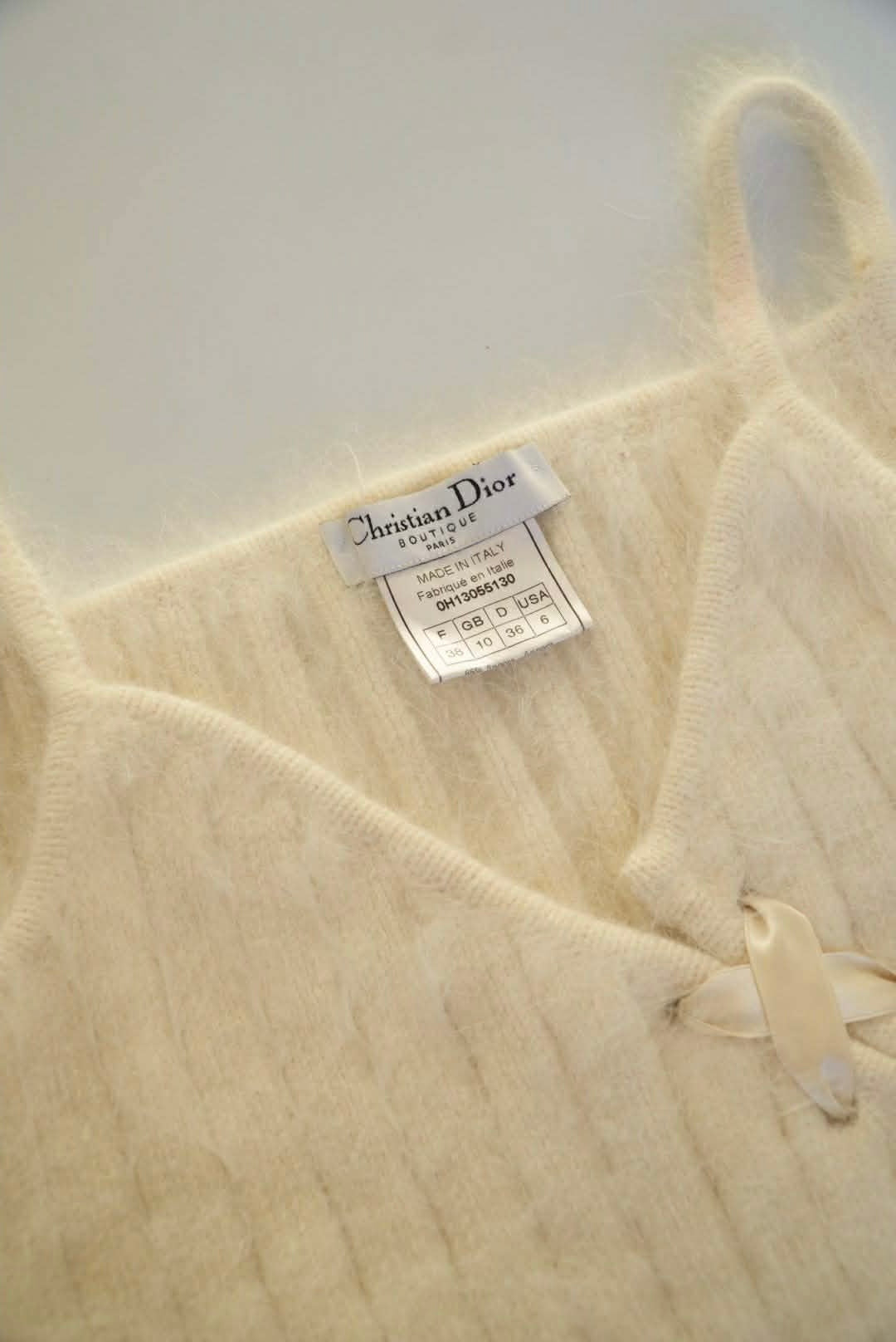 Christian Dior Boutique White Tie Cropped Tank