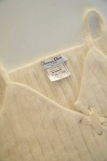 Christian Dior Boutique White Tie Cropped Tank