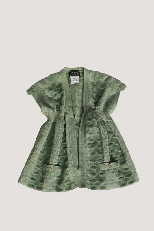 Chanel Green Lurex Knit Seoul Cruise Single Button Top