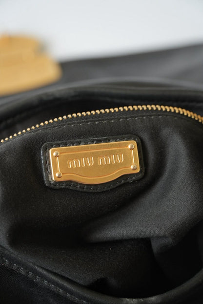 Miu Miu Black Nappa Matelasse Coffer Hobo Bag