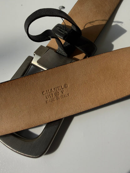 Chanel Black Leather Classic Buckle Belt