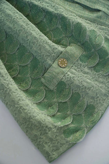 Chanel Green Lurex Knit Seoul Cruise Single Button Top