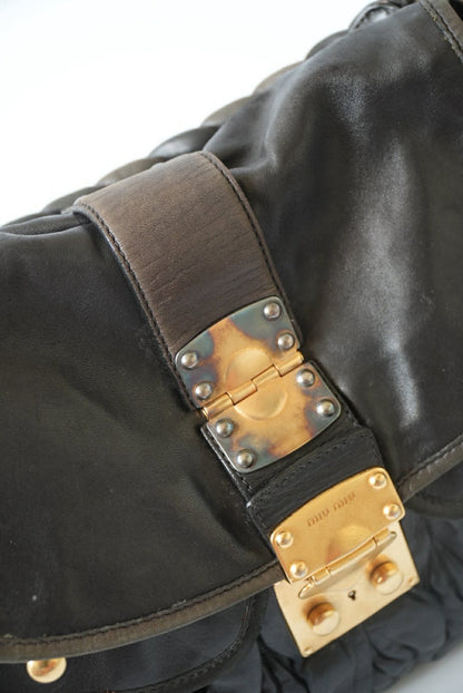 Miu Miu Black Nappa Matelasse Coffer Hobo Bag