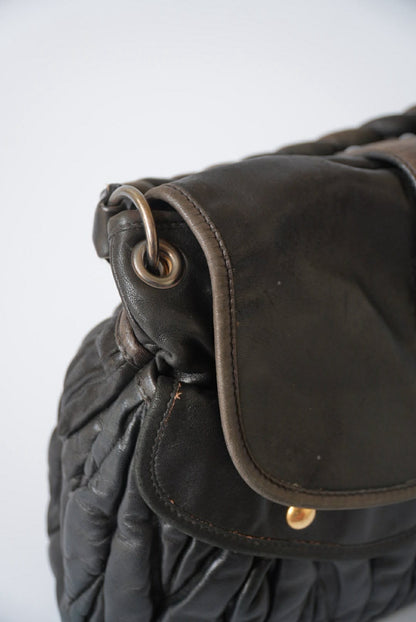 Miu Miu Black Nappa Matelasse Coffer Hobo Bag