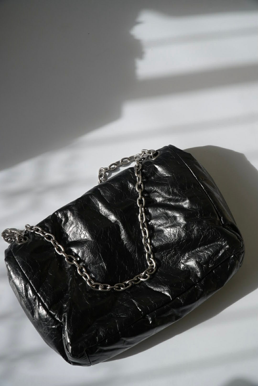 Balenciaga Creased Leather Monaco Chain-Strap Shoulder Bag