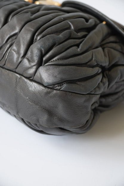 Miu Miu Black Nappa Matelasse Coffer Hobo Bag