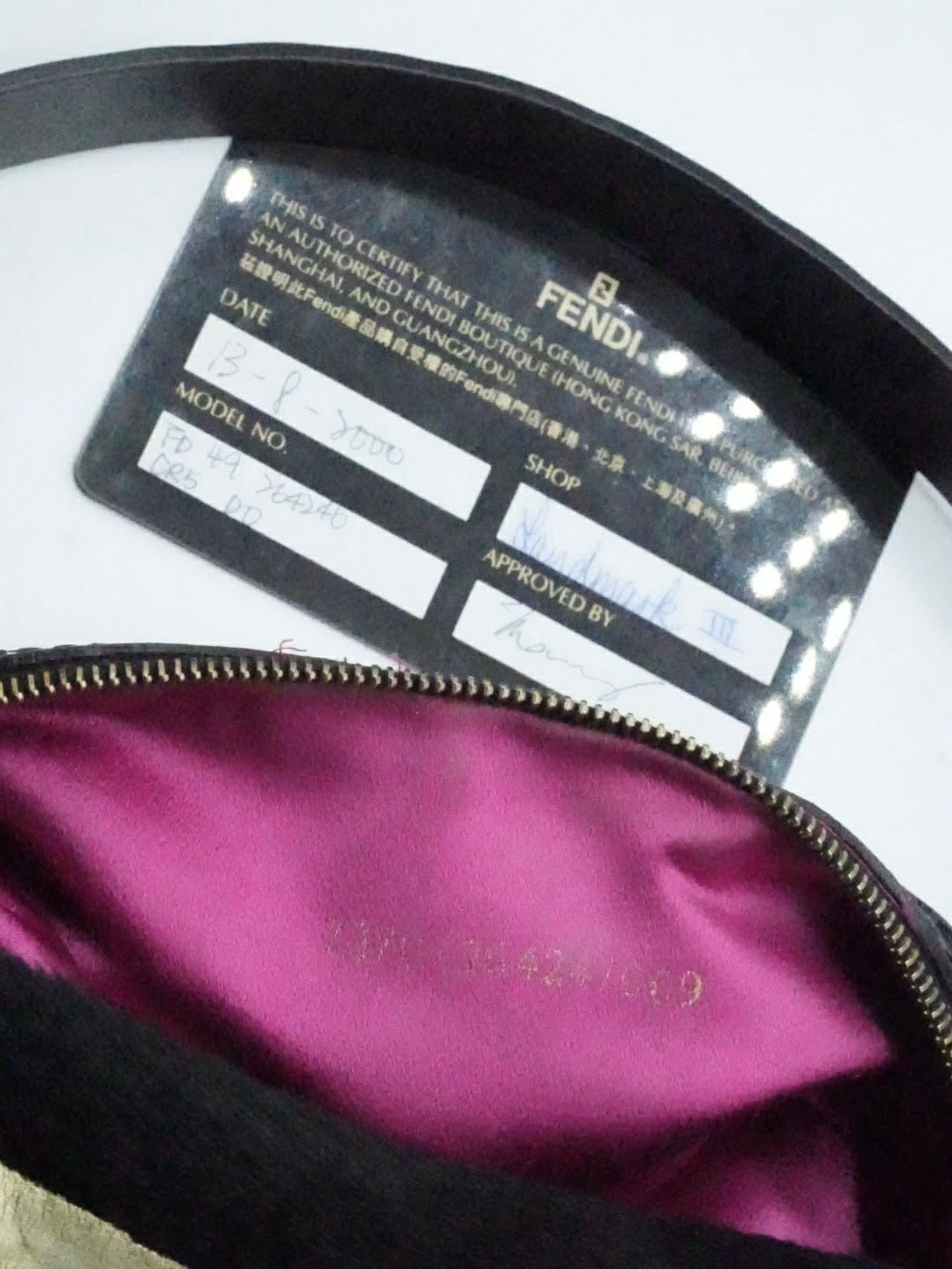Fendi Gold & Black Pony Hair Baguette Bag