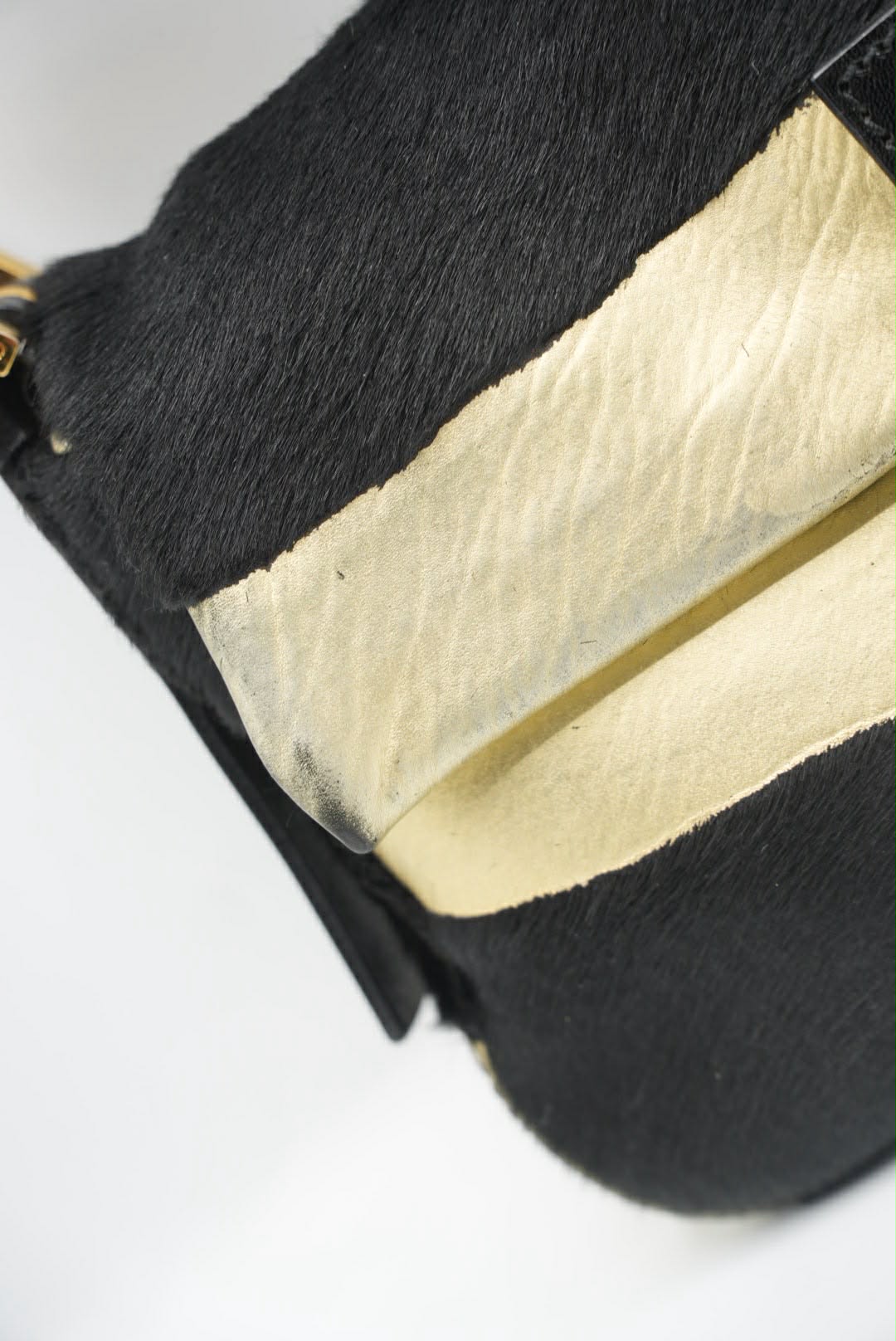 Fendi Gold & Black Pony Hair Baguette Bag