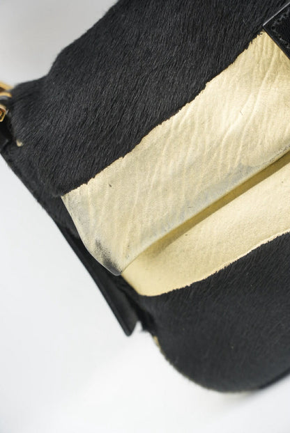 Fendi Gold & Black Pony Hair Baguette Bag