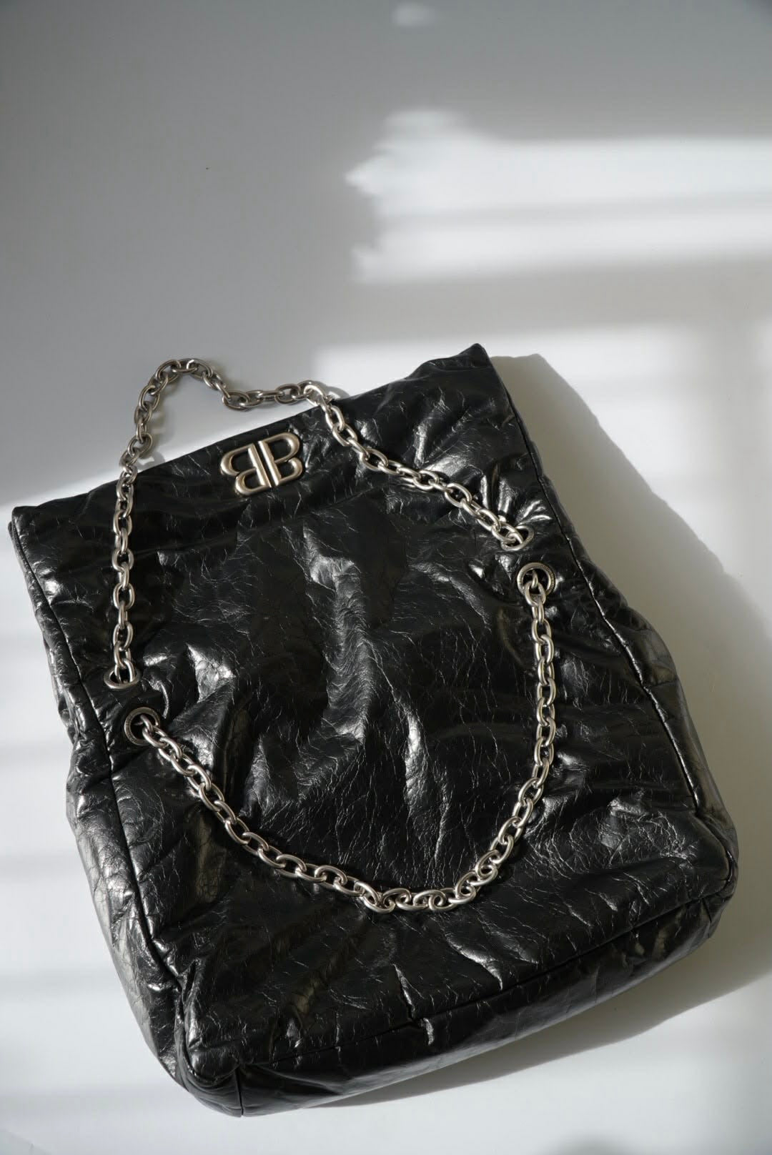 Balenciaga Creased Leather Monaco Chain-Strap Shoulder Bag