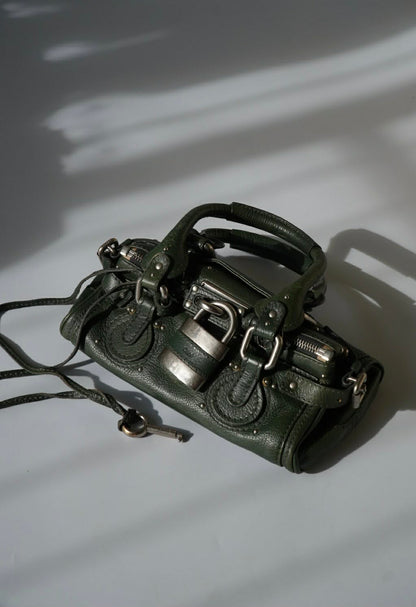Chloé Green Leather Paddington Mini Satchel