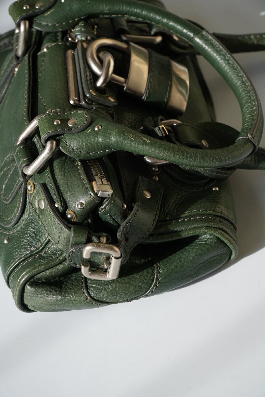 Chloé Green Leather Paddington Mini Satchel