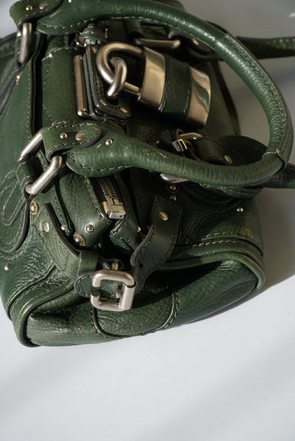 Chloé Green Leather Paddington Mini Satchel