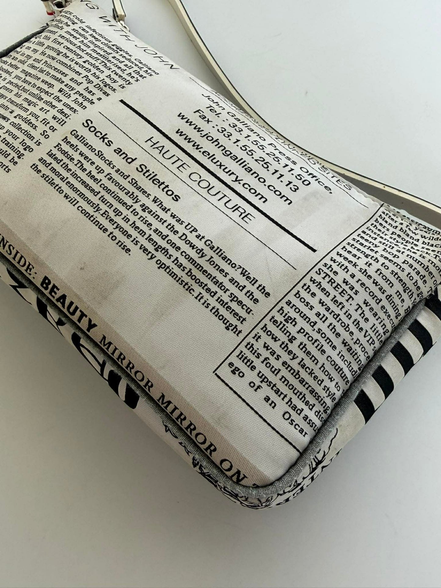 John Galliano Newspaper Print Handbag