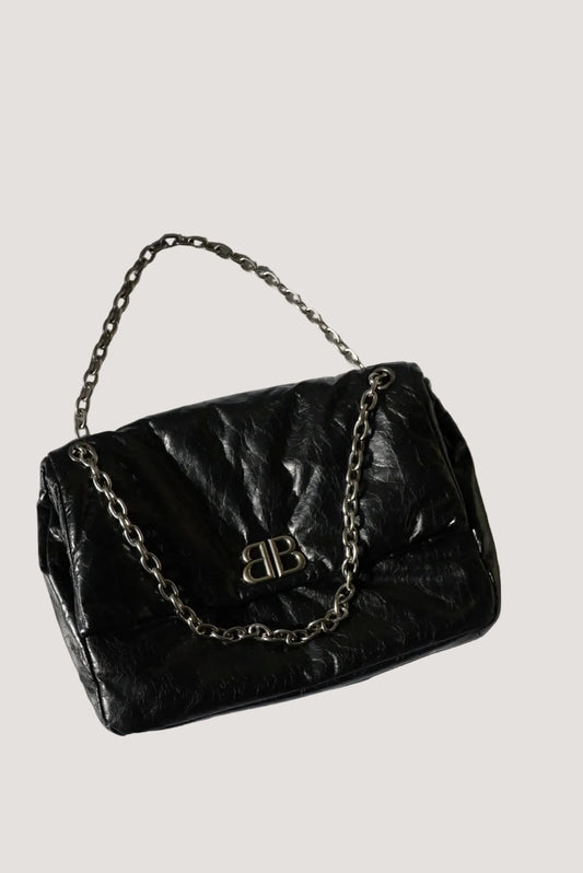 Balenciaga Creased Leather Monaco Chain-Strap Shoulder Bag