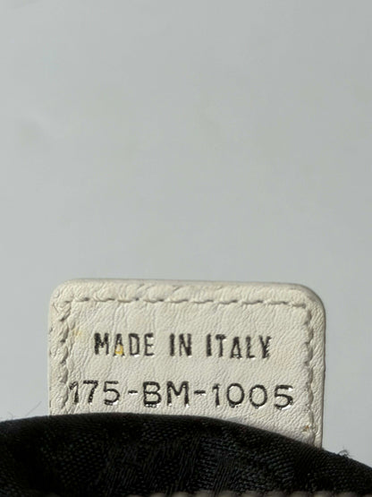 Christian Dior White Leather Logo Charms Boston Handbag