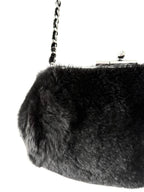Chanel by Karl Lagerfeld Black Fur Frame Chain Bag