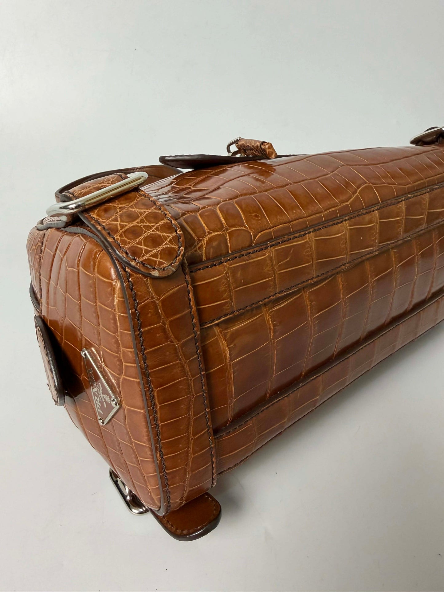 Prada Brown Crocodile Bauletto Bag
