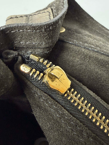 Yves Saint Laurent Grey Croc Embossed Suede Large Muse Bag
