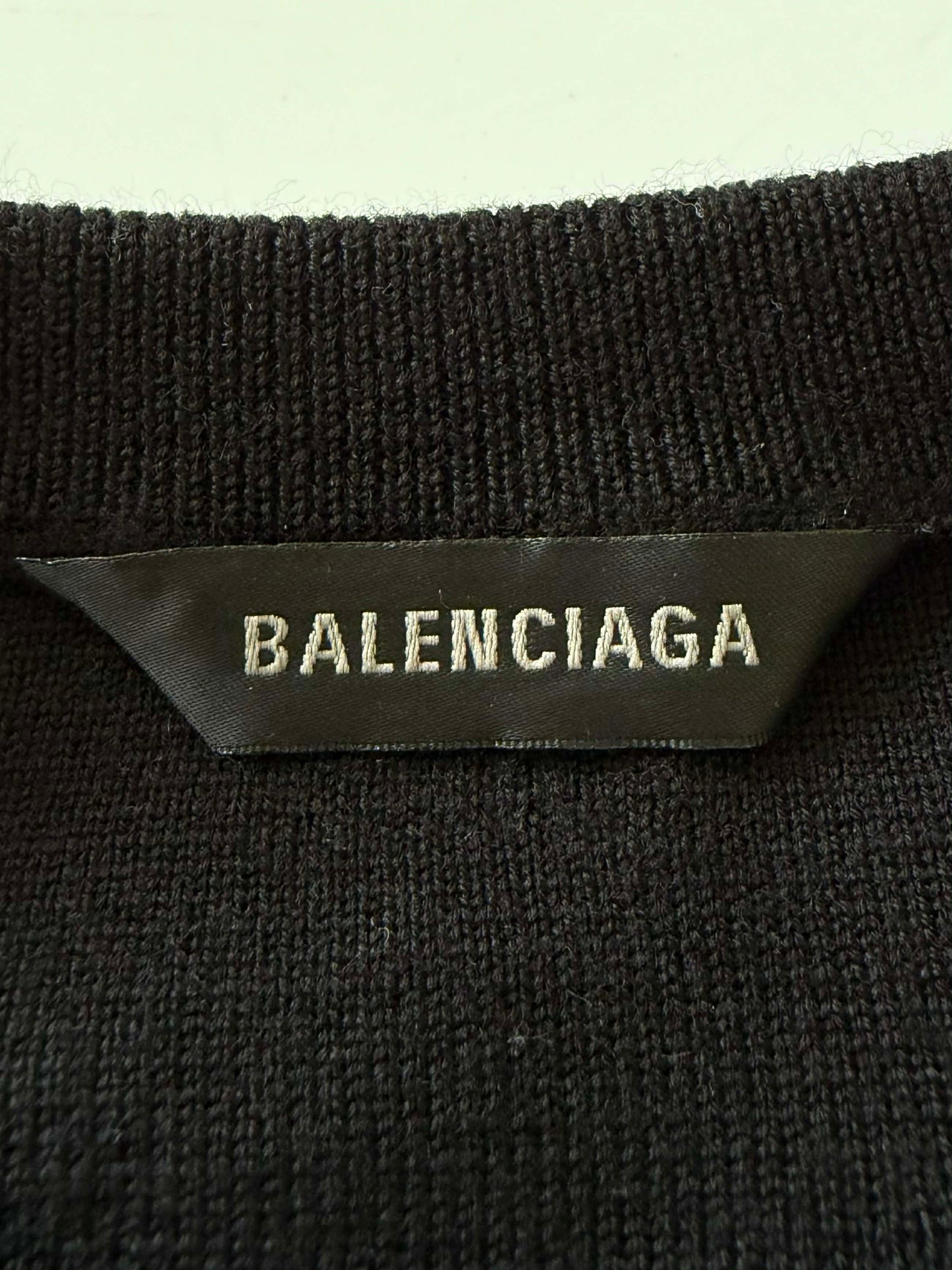 Balenciaga Black BB P VM Pointelle-Knit T-Shirt