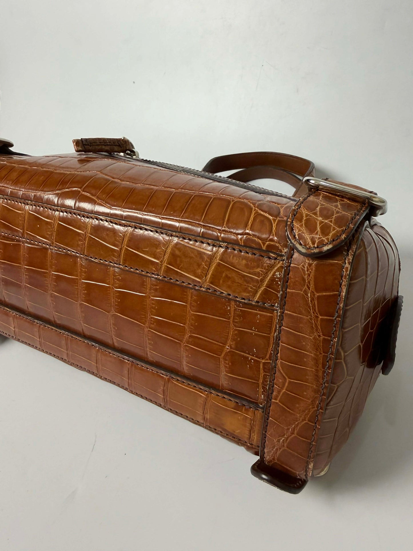 Prada Brown Crocodile Bauletto Bag