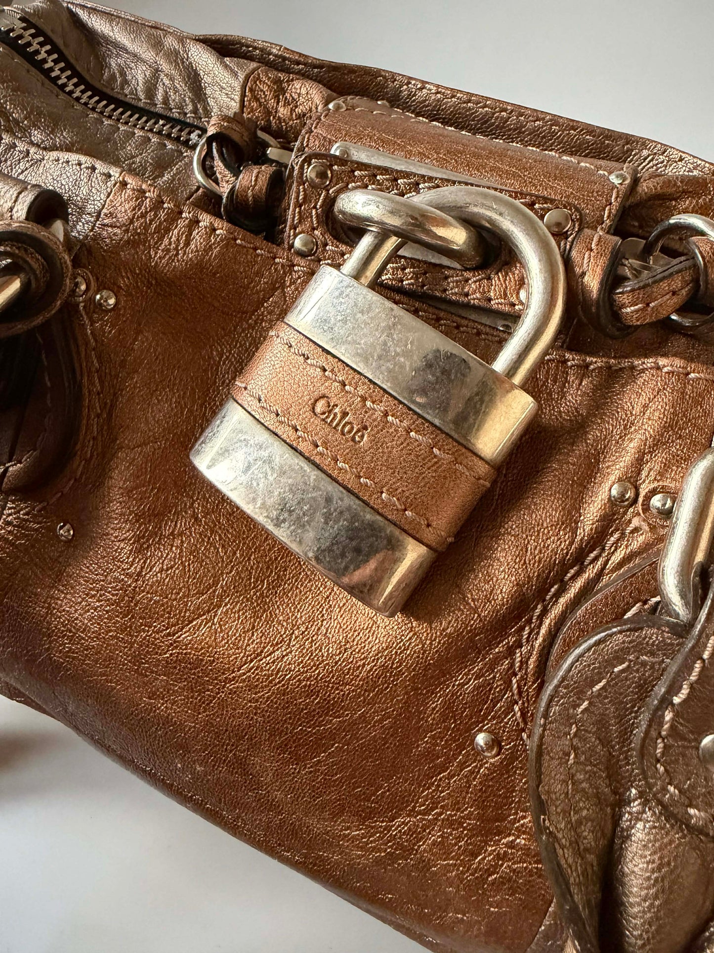 Chloe Metallic Bronze Panddington Satchel Bag