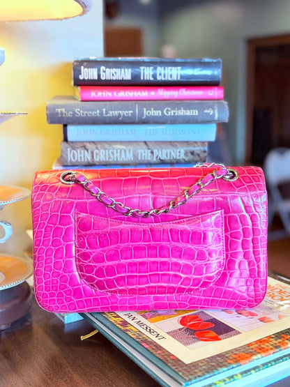 Chanel Pink Alligator Medium Double Flap