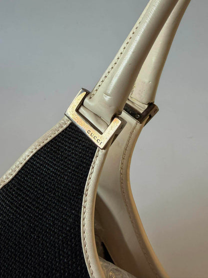 Gucci Jackie Bardot Canvas Shoulder Bag