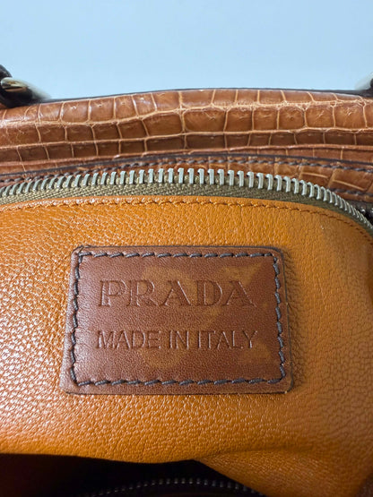 Prada Brown Crocodile Bauletto Bag