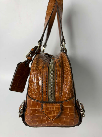 Prada Brown Crocodile Bauletto Bag