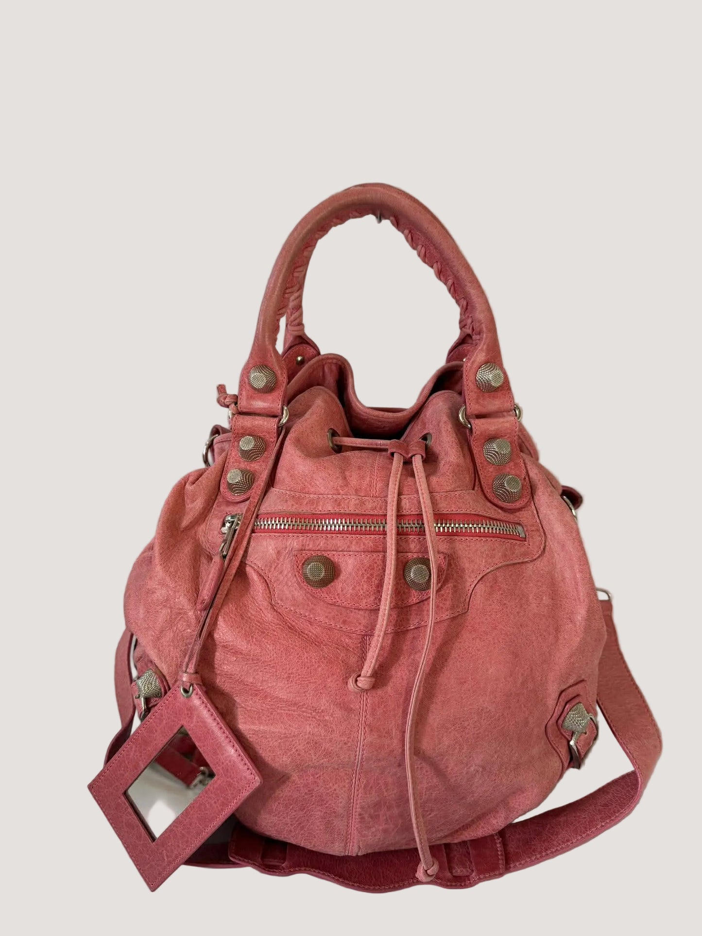 Balenciaga Framboise Giant 21 Silver Pompon Bag