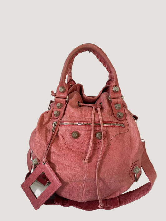 Balenciaga Framboise Giant 21 Silver Pompon Bag