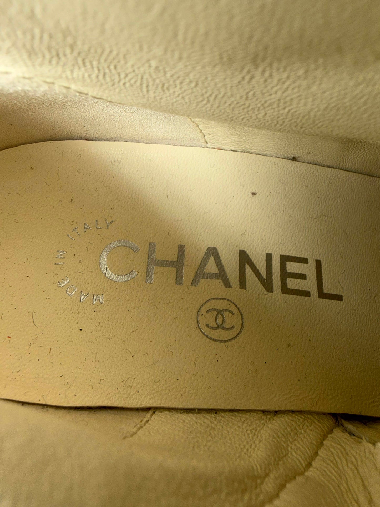 Chanel 19B Two Bone Signature Logo Lace-up Leather Boots