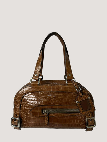 Prada Brown Crocodile Bauletto Bag